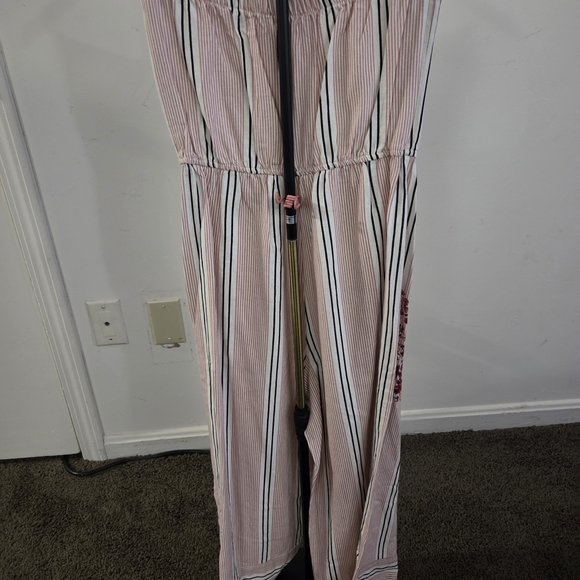 BeBop Pink Striped Floral Jumpsuit - Picture 2 of 6